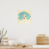 ブルーガールプリント ポスター (キッチン)