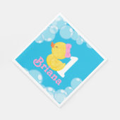 ブルーガールラバーダックパーソナライズされた誕生日 スタンダードランチョンナプキン (角)