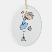 ブルーガール姿スケートのTシャツと贈り物 セラミックオーナメント (右)
