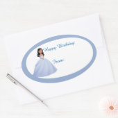 ブルーガール誕生日ギフトラベルシール 楕円形シール (封筒)