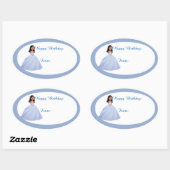 ブルーガール誕生日ギフトラベルシール 楕円形シール (シート)