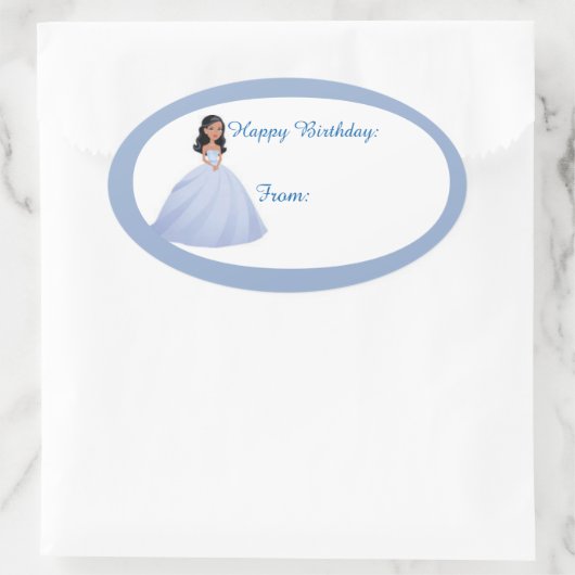 ブルーガール誕生日ギフトラベルシール 楕円形シール (バッグ)