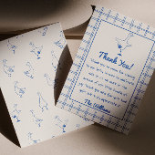 ブルーガ描ース間抜けギンガムボーイ赤ちゃんシャワー サンキューカード