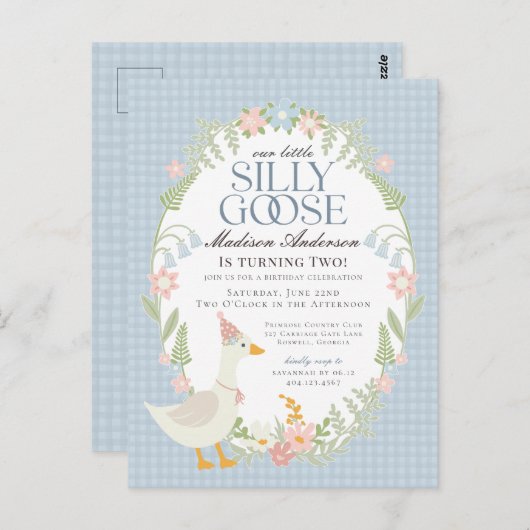 ブルーガ間抜けースフローラギンガムバースデーパーティー ポストカード (正面/裏面)