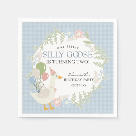 ブルーガ間抜けースフローラギンガム誕生日 スタンダードカクテルナプキン (正面)