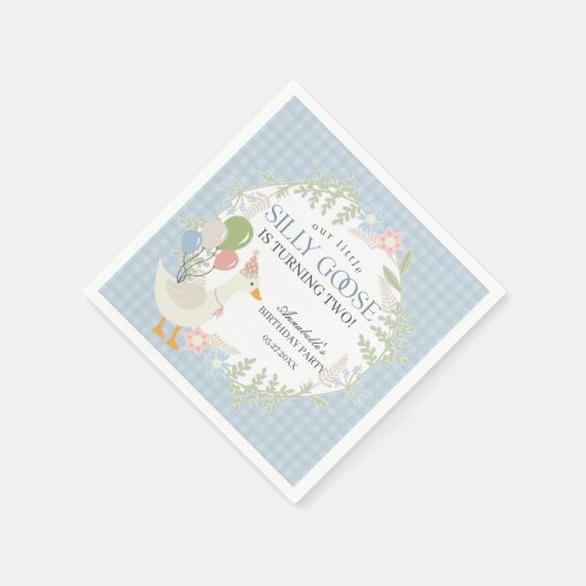 ブルーガ間抜けースフローラギンガム誕生日 スタンダードカクテルナプキン (角)