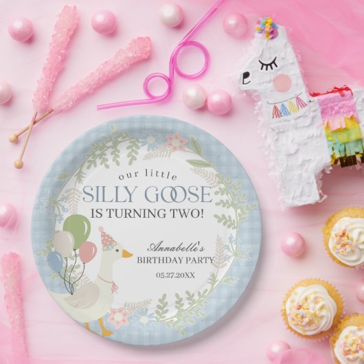 ブルーガ間抜けースフローラギンガム誕生日 ペーパープレート (パーティー)