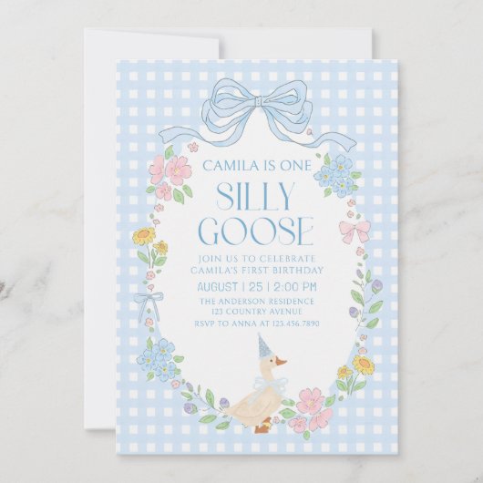 ブルーガ間抜けースフローラギンガム1st誕生日 招待状 (正面)