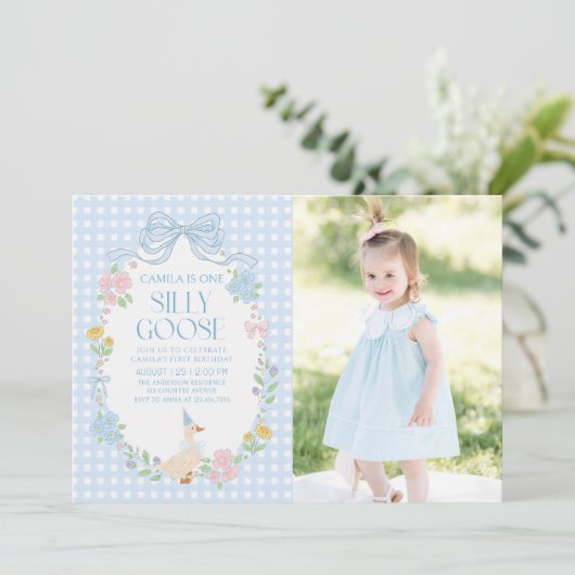 ブルーガ間抜けースフローラギンガム1st誕生日 招待状 (スタンド正面)