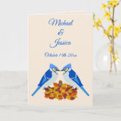 ブルーキスをするジェイズ秋の結婚式カスタム カード (黄色い花)