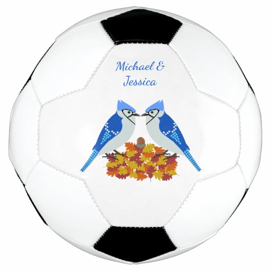 ブルーキスをするジェイズ秋の結婚式カスタム サッカーボール (正面)