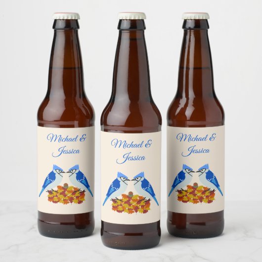 ブルーキスをするジェイズ秋の結婚式カスタム ビールラベル (ボトル)