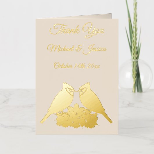 ブルーキスをするジェイズ秋の結婚式カスタム 箔グリーティングカード (正面)