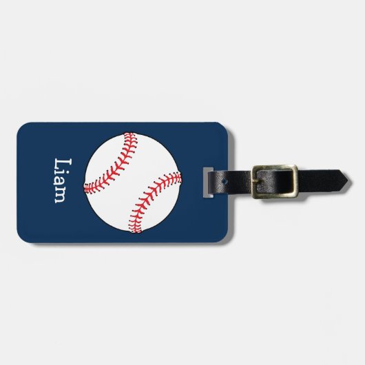 ブルーキッズボーイパーソナライズされたズ野球場 ラゲッジタグ (正面横)