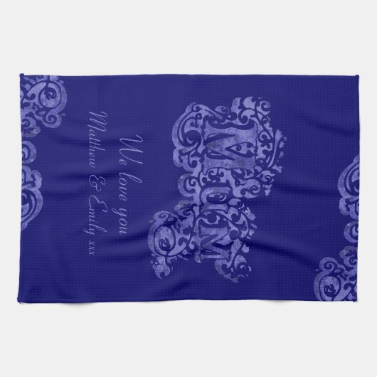 ブルーキッチンタオル大好き キッチンタオル (横)