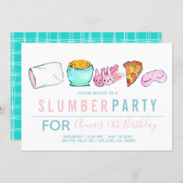 ブルーキッドガールスリープバースランバーパーティの招待状 招待状