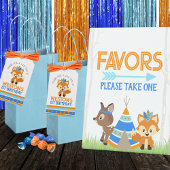 ブルーキツネウッドランド誕生日サンキューメッセージカード ギフトタグ