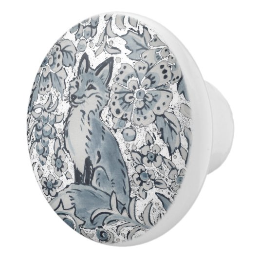 ブルーキツネフローラウッドランドアユニークートデルフトルック セラミックノブ (右)