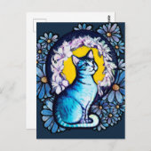 ブルーキティキャットハローミュシャスタイルフローラ ポストカード (正面/裏面)