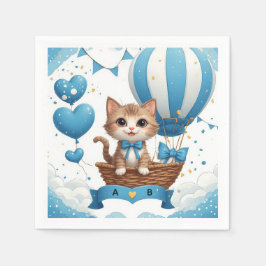 ブルーキテン・ベイビーシャワーのお祝い 🐱 スタンダードカクテルナプキン