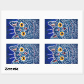 ブルーキャッサイケデリックトバイルイワーイン 長方形シール (シート)