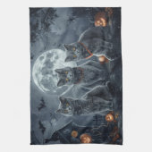 ブルーキャッツロシアのハロウィン不気味 キッチンタオル (縦)