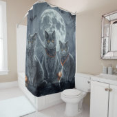 ブルーキャッツロシアのハロウィン不気味 シャワーカーテン (インサイチュ)