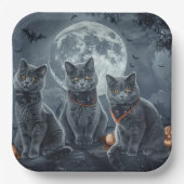 ブルーキャッツロシアのハロウィン不気味 ペーパープレート (正面)