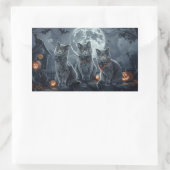 ブルーキャッツロシアのハロウィン不気味 長方形シール (バッグ)