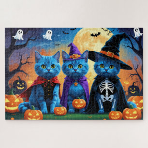 ブルーキャッツロシアのパンプキンハロウィンおもしろい ジグソーパズル