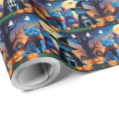 ブルーキャッツロシアのパンプキンハロウィンおもしろい ラッピングペーパー (ロールコーナー)