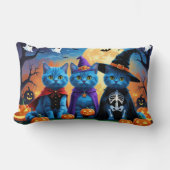 ブルーキャッツロシアのパンプキンハロウィンおもしろい ランバークッション (正面)