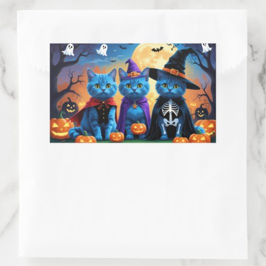 ブルーキャッツロシアのパンプキンハロウィンおもしろい 長方形シール (バッグ)