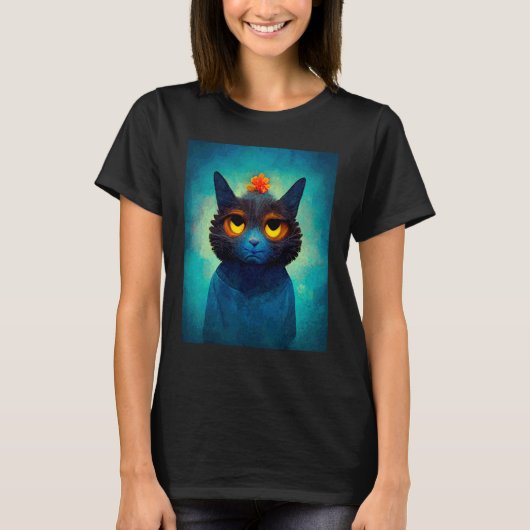 ブルーキャットのレトロスタイルの子猫 Tシャツ (正面)