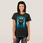 ブルーキャットのレトロスタイルの子猫 Tシャツ (正面フル)