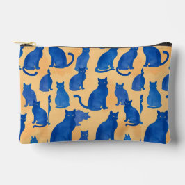 ブルーキャットシルエットプリントカットソーバッグ アクセサリーポーチ