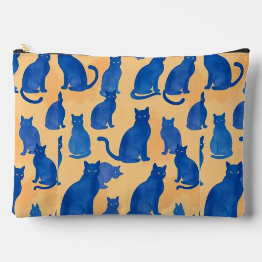 ブルーキャットシルエットプリントカットソーバッグ アクセサリーポーチ (正面)