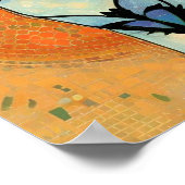 ブルーキャットモロッコモザイク抽象芸術アートゴールデンサン ポスター (角)