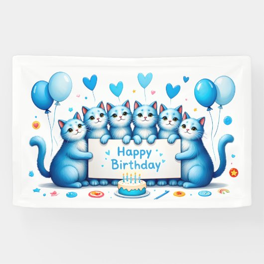 ブルーキャット誕生祝いイラストレーション 横断幕 (横)