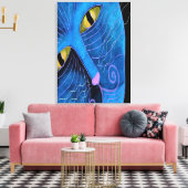 ブルーキャット顔絵画抽象芸術 キャンバスプリント (インサイチュ (リビング))