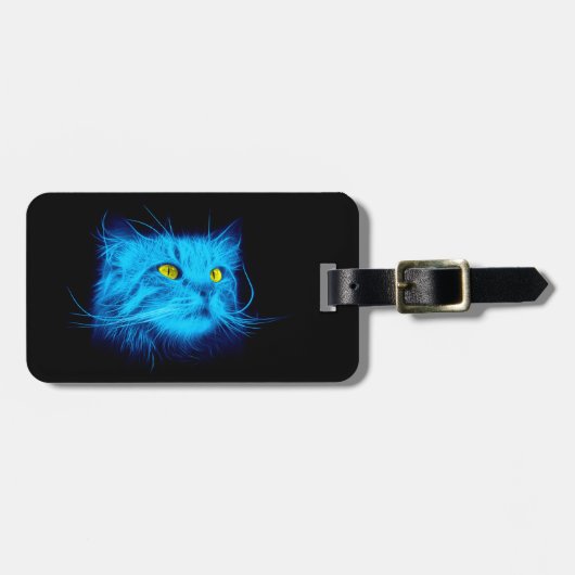 ブルーキャット顔 ラゲッジタグ (正面横)
