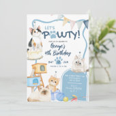 ブルーキャット レッツパーティーボーイ 誕生日招待状 招待状 (スタンド正面)