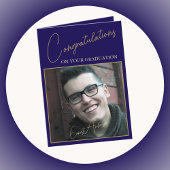 ブルーキャップおめでとう大学院写真卒業 カード