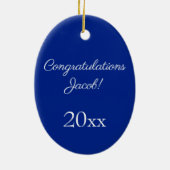 ブルーキャップとガウン学校の卒業男子ディプロマ セラミックオーナメント (裏面)