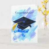 ブルーキャップ卒業カスタマイズ可能カード カード (黄色い花)