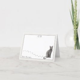 ブルーキャッロシアのトグレー縁どモノグラム名が折りたたまれる サンキューカード