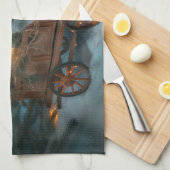 ブルーキャッロシアのトスノースイクリスマスデコール キッチンタオル (四つ折り)