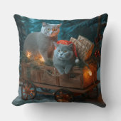 ブルーキャッロシアのトスノースイクリスマスデコール クッション (正面)