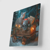 ブルーキャッロシアのトスノースイクリスマスデコール スクエア壁時計 (傾斜)