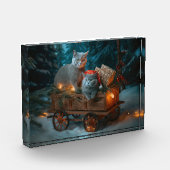 ブルーキャッロシアのトスノースイクリスマスデコール フォトブロック (左)